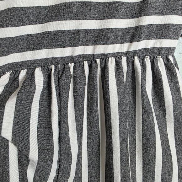 Tickled Teal Gray & White Striped Midi Dress M - Picture 7 of 10